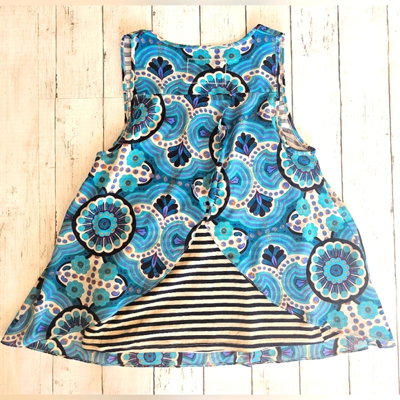 Anthropologie Meadow Rue Flowy Layered Tank Menon Geometric Blue Medallion - Picture 9 of 10